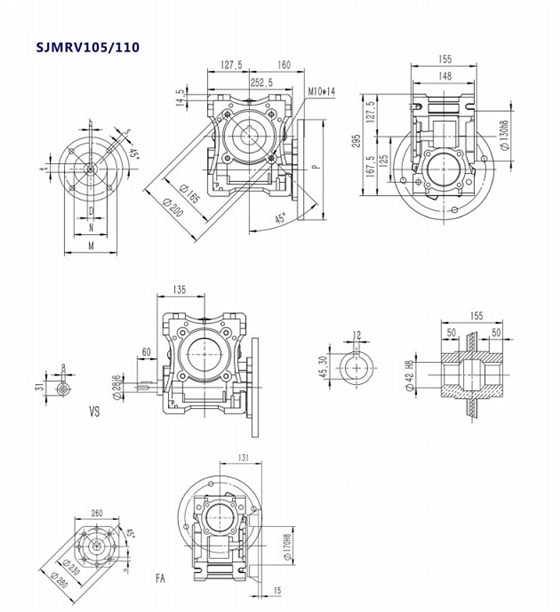 SJMRV105型號蝸輪蝸桿減速機產品安裝尺寸.jpg SJMRV105型號蝸輪蝸桿減速機產品安裝尺寸.jpg
